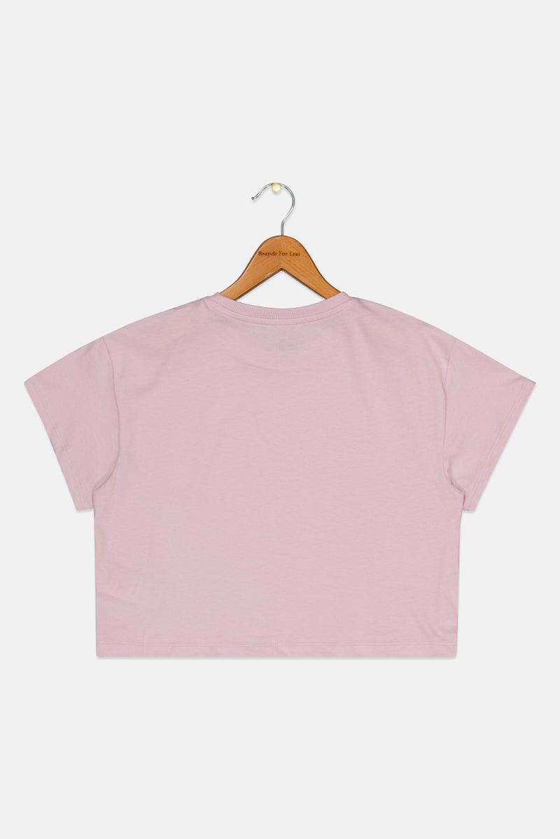 PUMA Kids Girl Brand Logo Summer Flower Outdoor Crop T-Shirt, Lilac - Image 3